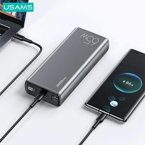 Kup USAMS PB59 30000mAh 65W 2xQC3.0+PD Gyors Töltő Powerbank fekete/black CMXLOGTC01 + USB-C-USB-C kábel - USA622BLK - {ean13} - Sklep Home Screen