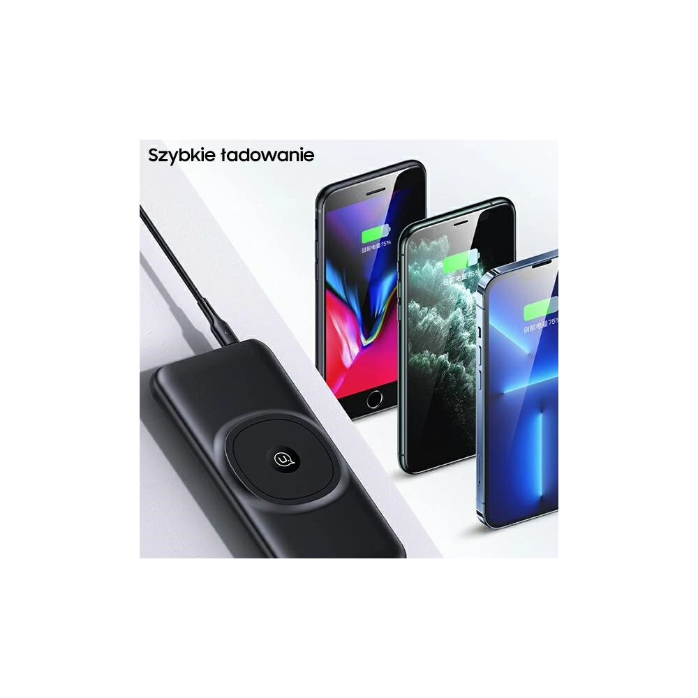 Powerbank USAMS PB62 10000mAh 20W QC3.0+PD Magnetic Wireless Fast Charge czarny/black 10KCD17101