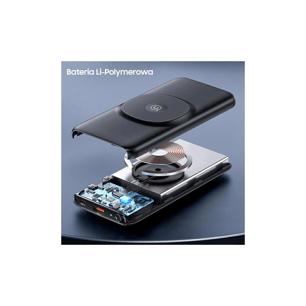 Powerbank USAMS PB62 10000mAh 20W QC3.0+PD Magnetic Wireless Fast Charge czarny/black 10KCD17101