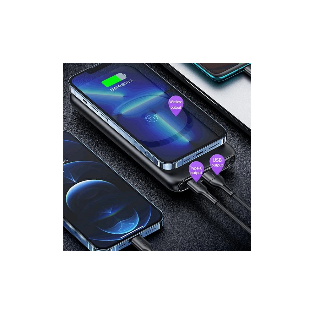 Powerbank USAMS PB62 10000mAh 20W QC3.0+PD Magnetic Wireless Fast Charge fioletowy/purple 10KCD17103