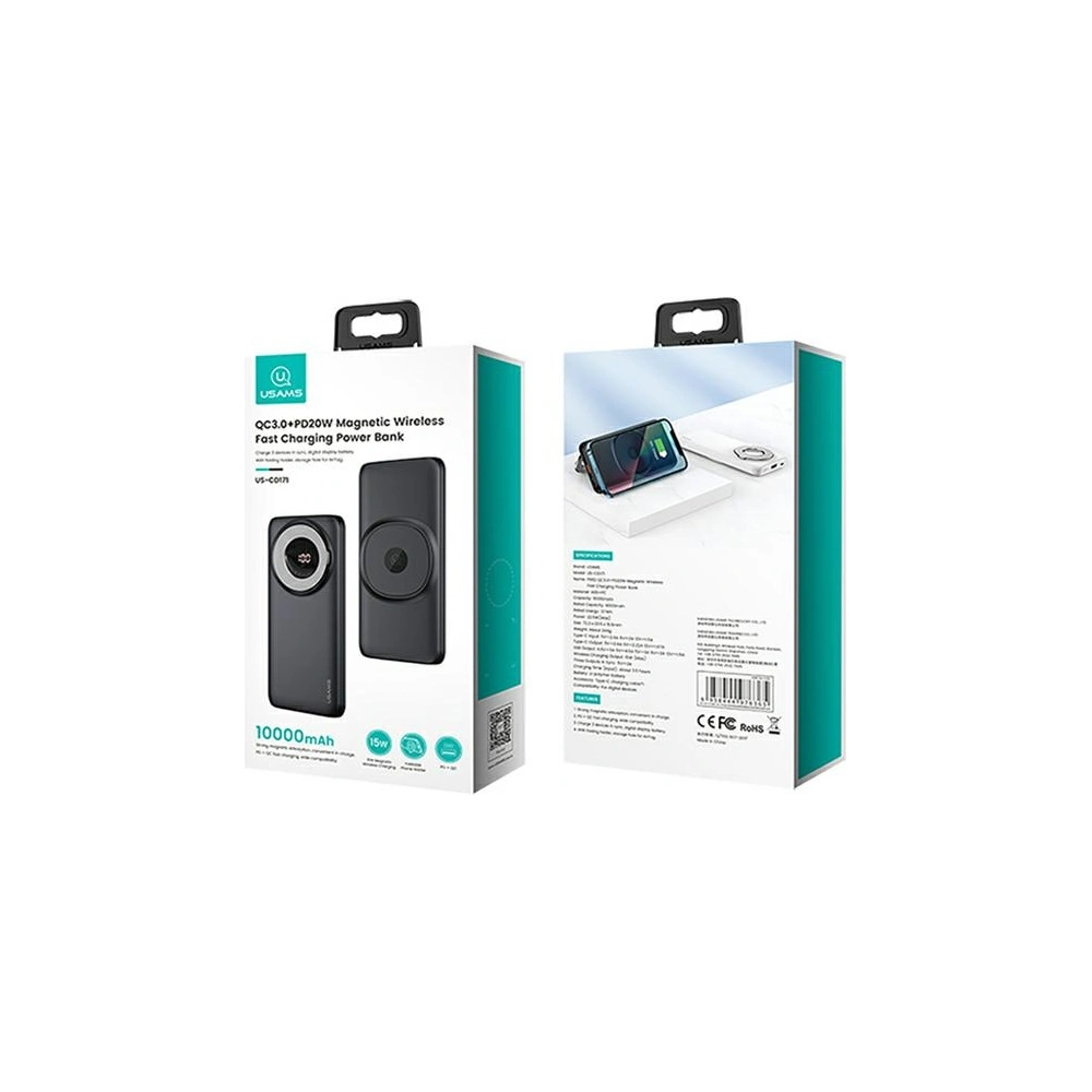 Powerbank USAMS PB62 10000mAh 20W QC3.0+PD Magnetic Wireless Fast Charge nebieski/blue 10KCD17104
