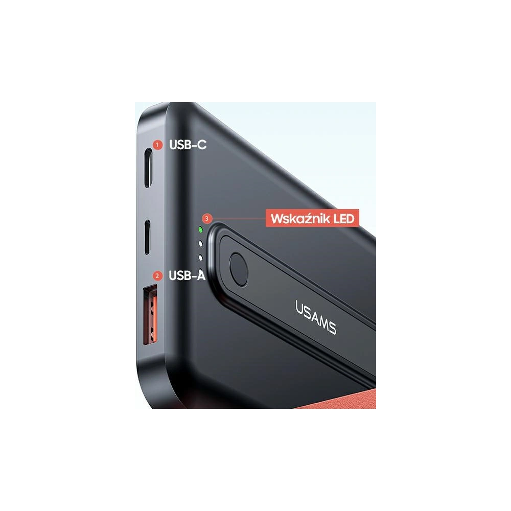 Powerbank USAMS PB64 10000mAh 20W QC3.0+PD Magnetic Wireless Fast Charge czarny/black 10KCD17301