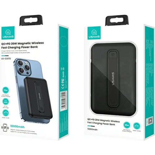 Kup Powerbank USAMS PB64 10000mAh 20W QC3.0+PD Magnetic Wireless Fast Charge černý/black 10KCD17301 - USA629BLK - {ean13} - Sklep Home Screen