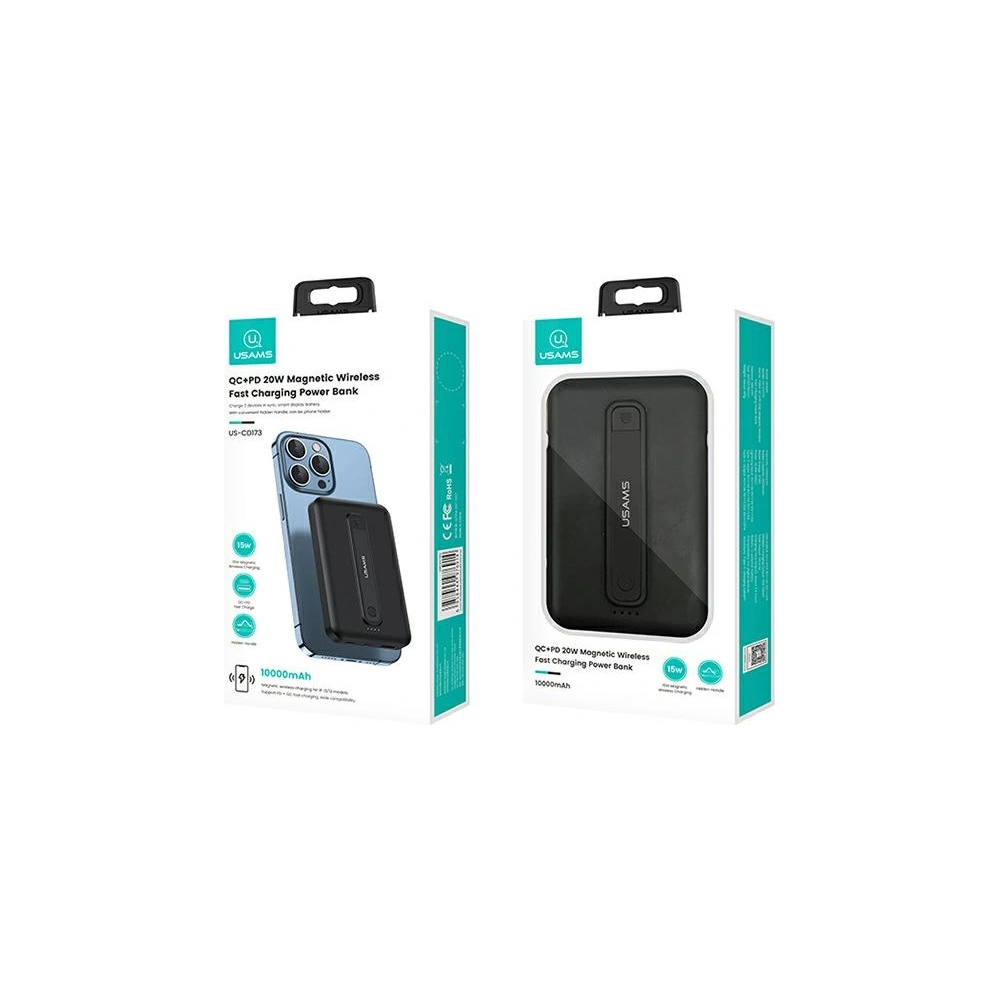 Powerbank USAMS PB64 10000mAh 20W QC3.0+PD Magnetic Wireless Fast Charge czarny/black 10KCD17301