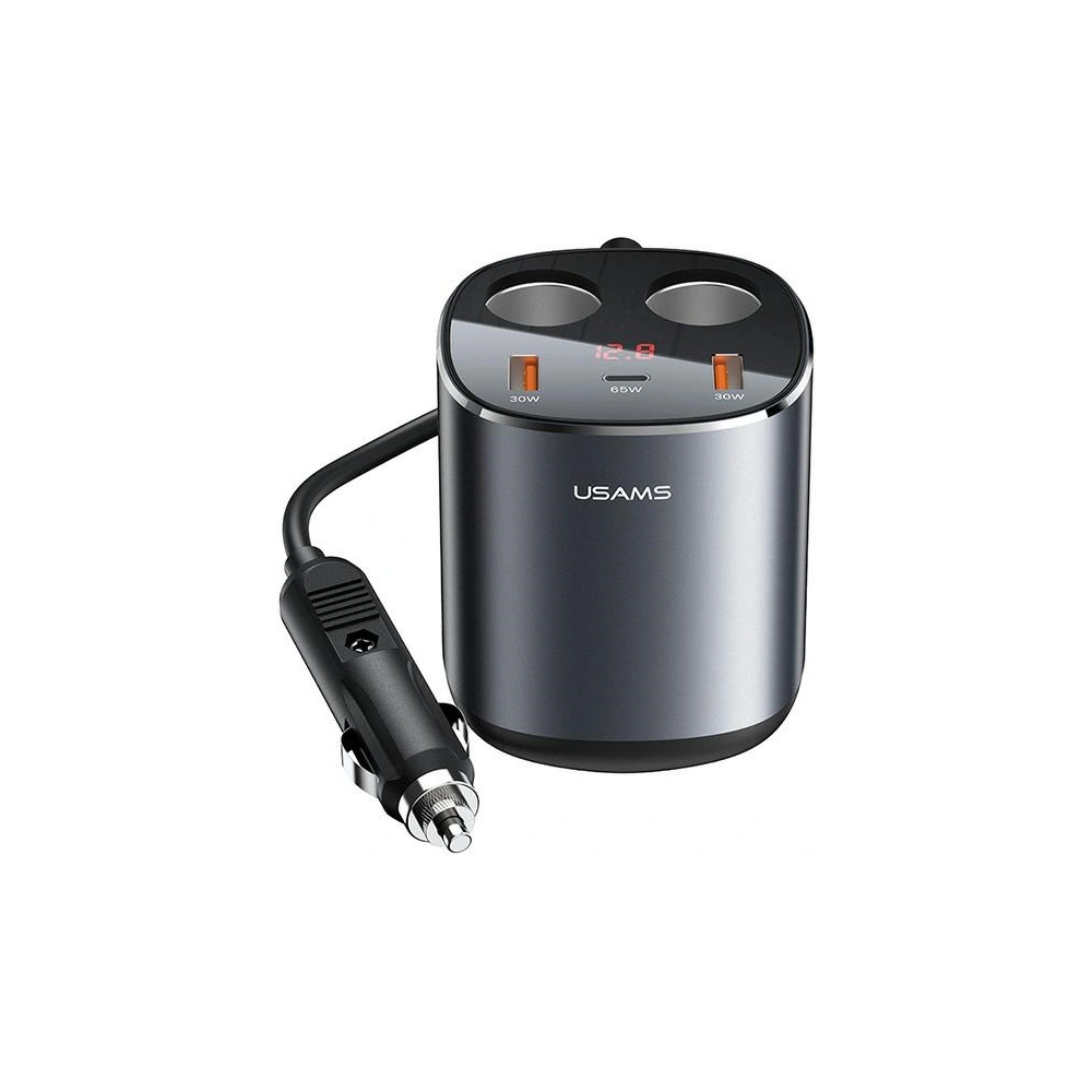 Rozgałęźnik samochodowy USAMS 2xUSB-A/ 1xUSB-C C28 245W szary/grey CC151TC01