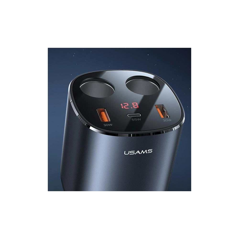 Rozgałęźnik samochodowy USAMS 2xUSB-A/ 1xUSB-C C28 245W szary/grey CC151TC01