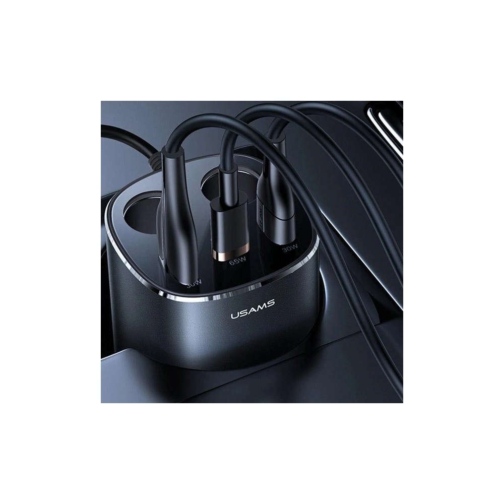 Rozgałęźnik samochodowy USAMS 2xUSB-A/ 1xUSB-C C28 245W szary/grey CC151TC01