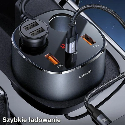 Kup Automobilový rozbočovač USAMS 2xUSB-A/ 1xUSB-C C28 245W šedý/grey CC151TC01 - USA633GRY - {ean13} - Sklep Home Screen