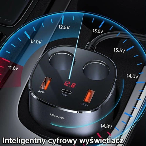 Kup Automobilový rozbočovač USAMS 2xUSB-A/ 1xUSB-C C28 245W šedý/grey CC151TC01 - USA633GRY - {ean13} - Sklep Home Screen