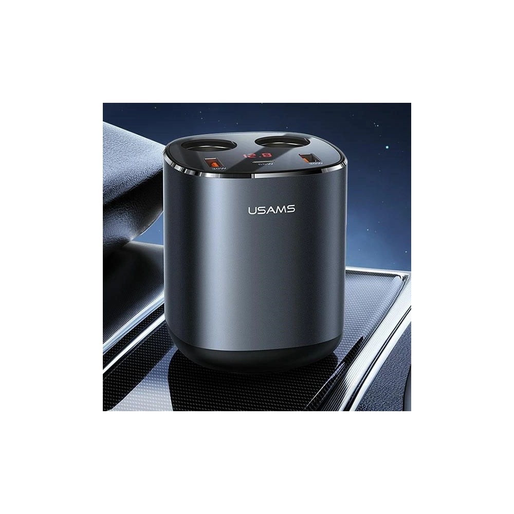 Rozgałęźnik samochodowy USAMS 2xUSB-A/ 1xUSB-C C28 245W szary/grey CC151TC01