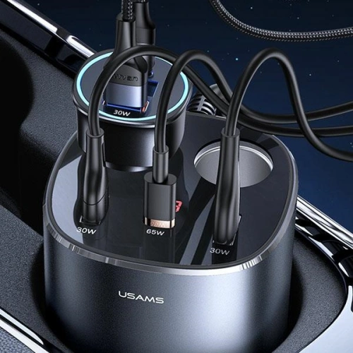 Kup Automobilový rozbočovač USAMS 2xUSB-A/ 1xUSB-C C28 245W šedý/grey CC151TC01 - USA633GRY - {ean13} - Sklep Home Screen