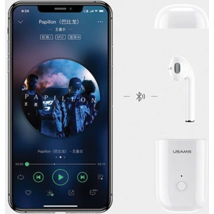 Kup USAMS Bluetooth 5.0 LB sorozatú fejhallgató + dokkoló állomás fehér/BHULB01 - USA655WHT - {ean13} - Sklep Home Screen