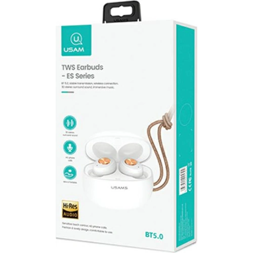 Kup Căști TWS USAMS ES series Bluetooth 5.0 alb/white BHUES01 - USA658WHT - {ean13} - Sklep Home Screen