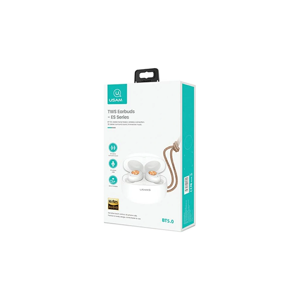 Słuchawki TWS USAMS ES series Bluetooth 5.0 biały/white BHUES01