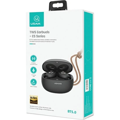 Kup Stereofonní sluchátka TWS USAMS ES série Bluetooth 5.0 černá/bílá BHUES02 - USA660BLK - {ean13} - Sklep Home Screen