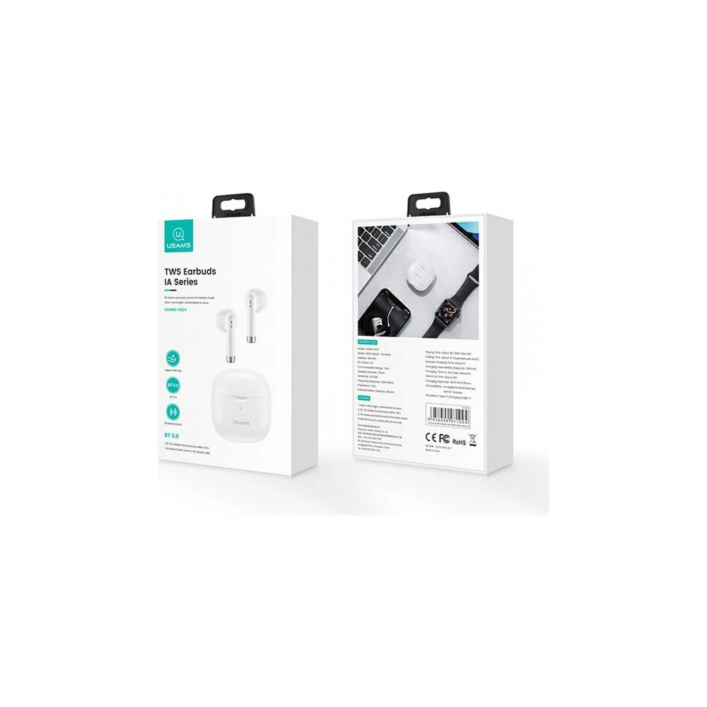 Słuchawki TWS USAMS IA series Bluetooth 5.0 biały/white BHUIA02