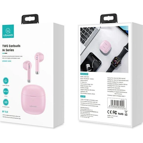 Kup Słuchawki TWS USAMS IA series Bluetooth 5.0 różowy/pink BHUIA04 - USA664PNK - {ean13} - Sklep Home Screen