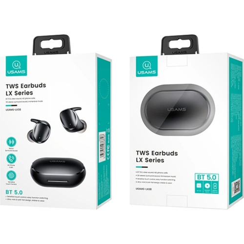Kup Căști TWS USAMS LX Series Dual mic Bluetooth 5.0 negru/black BHULX01 - USA667BLK - {ean13} - Sklep Home Screen