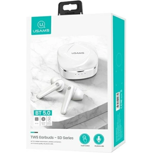 Kup Căști TWS USAMS seria SD Bluetooth 5.0 alb/white BHUSD01 - USA671WHT - {ean13} - Sklep Home Screen