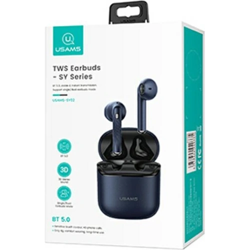 Kup Sluchátka TWS USAMS SY02 série Bluetooth 5.0 modrá/blue BHUSY02 - USA676BLU - {ean13} - Sklep Home Screen