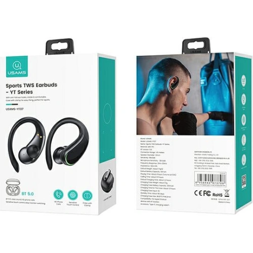 Kup USAMS YT07 sorozat TWS fülhallgató Bluetooth 5.0 fekete/black YTLYEJ01 - USA681BLK - {ean13} - Sklep Home Screen