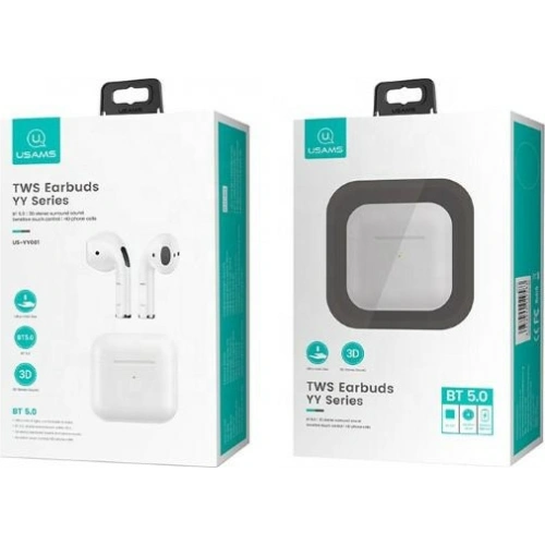 Kup TWS sluchátka USAMS YY série Bluetooth 5.0 bílá/bílá BHUYY01 - USA682WHT - {ean13} - Sklep Home Screen