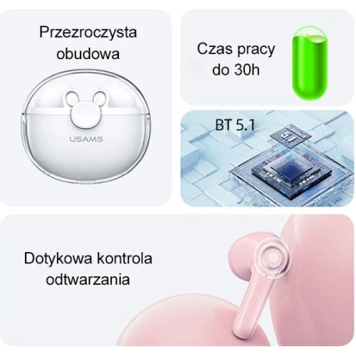 Kup Słuchawki TWS USAMS BU series Bluetooth 5.1 różowy/pink BHUBU04 - USA686PNK - {ean13} - Sklep Home Screen