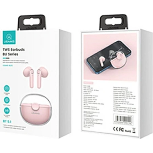 Buy USAMS Earphones Bluetooth 5.1 TWS BU series pink BHUBU04 - USA686PNK - {ean13} - Home Screen Store Europe