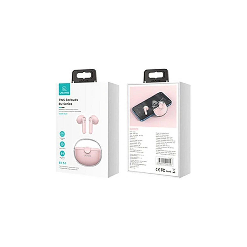 Słuchawki TWS USAMS BU series Bluetooth 5.1 różowy/pink BHUBU04