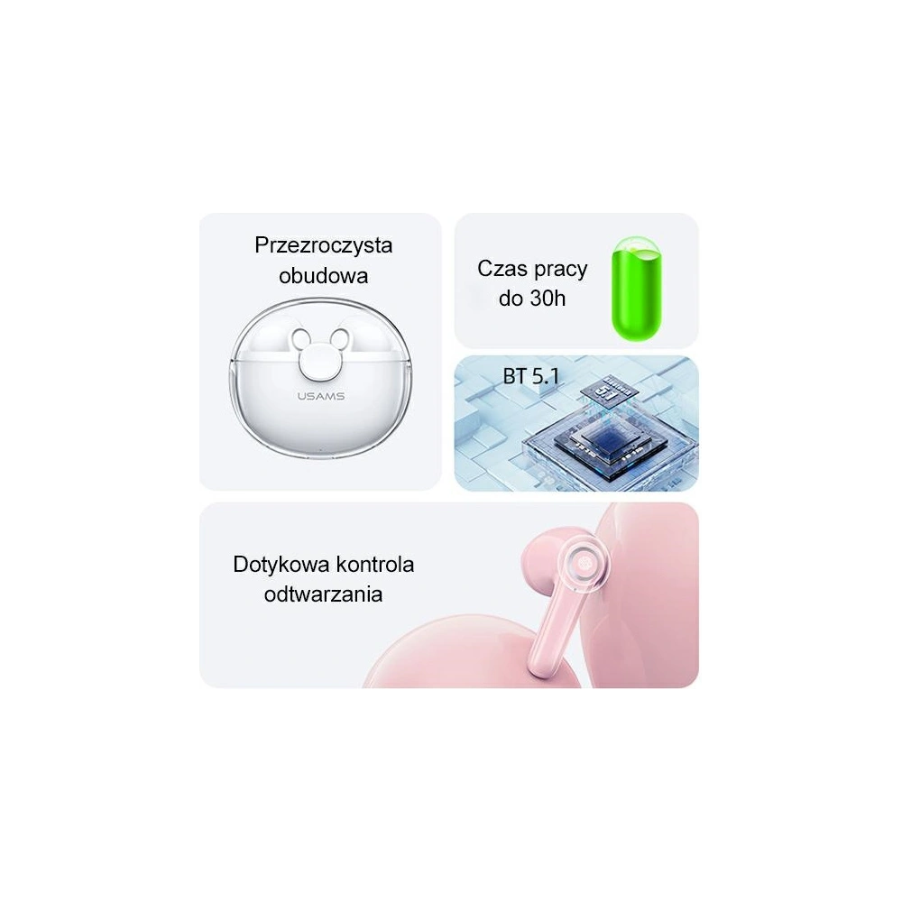 Słuchawki TWS USAMS BU series Bluetooth 5.1 zielony/green BHUBU03