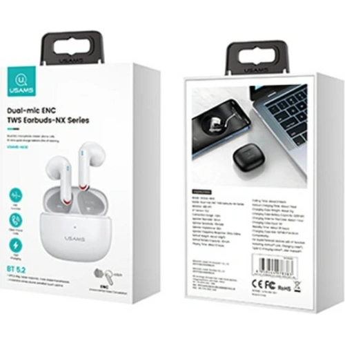 Kup Căști TWS USAMS NX10 Series Dual mic Bluetooth 5.2 alb/white BHUNX02 - USA692WHT - {ean13} - Sklep Home Screen