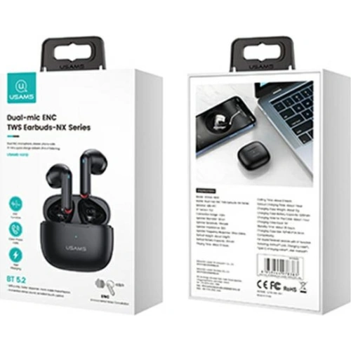 Kup Sluchátka TWS USAMS NX10 Series Dual mic Bluetooth 5.2 černá/black BHUNX01 - USA693BLK - {ean13} - Sklep Home Screen