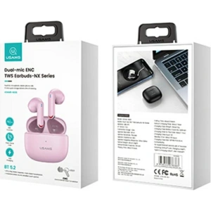 Kup Sluchátka TWS USAMS NX10 Series Dual mic Bluetooth 5.2 růžová/pink BHUNX03 - USA694PNK - {ean13} - Sklep Home Screen