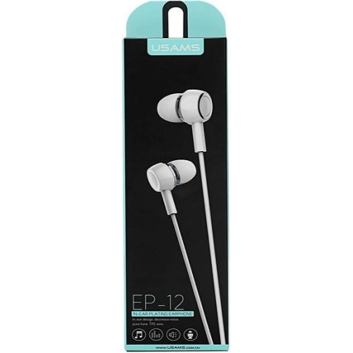 Kup Sluchátka stereo USAMS EP-12 bílá/white HSEP1202 jack 3,5mm - USA702WHT - {ean13} - Sklep Home Screen
