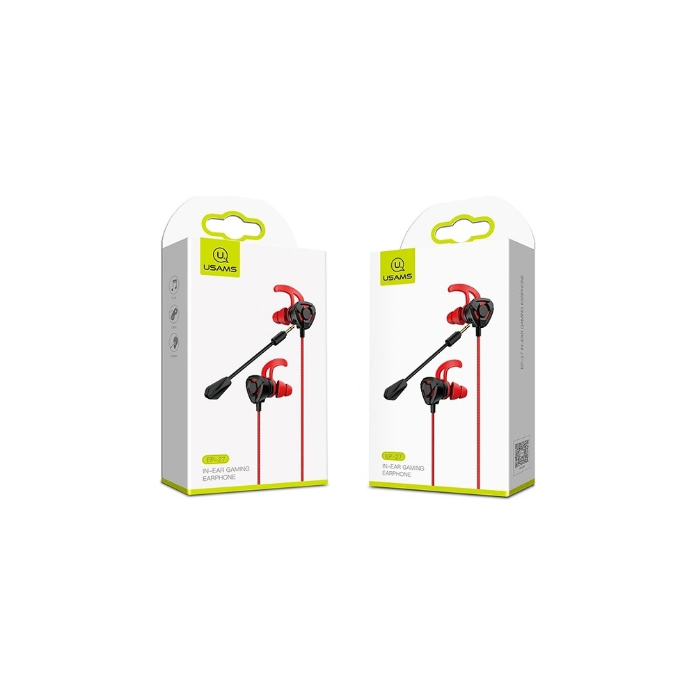 Słuchawki stereo USAMS EP-27 Gaming czerwony/red HSEP2701 jack 3,5mm