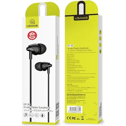Kup Căști stereo USAMS EP-39 3,5 mm negru/black HSEP3901 - USA715BLK - {ean13} - Sklep Home Screen