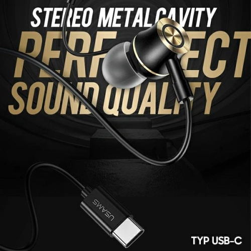 Kup Słuchawki stereo USAMS EP-43 metal USB-C czarny/black HSEP4301 - USA722BLK - {ean13} - Sklep Home Screen
