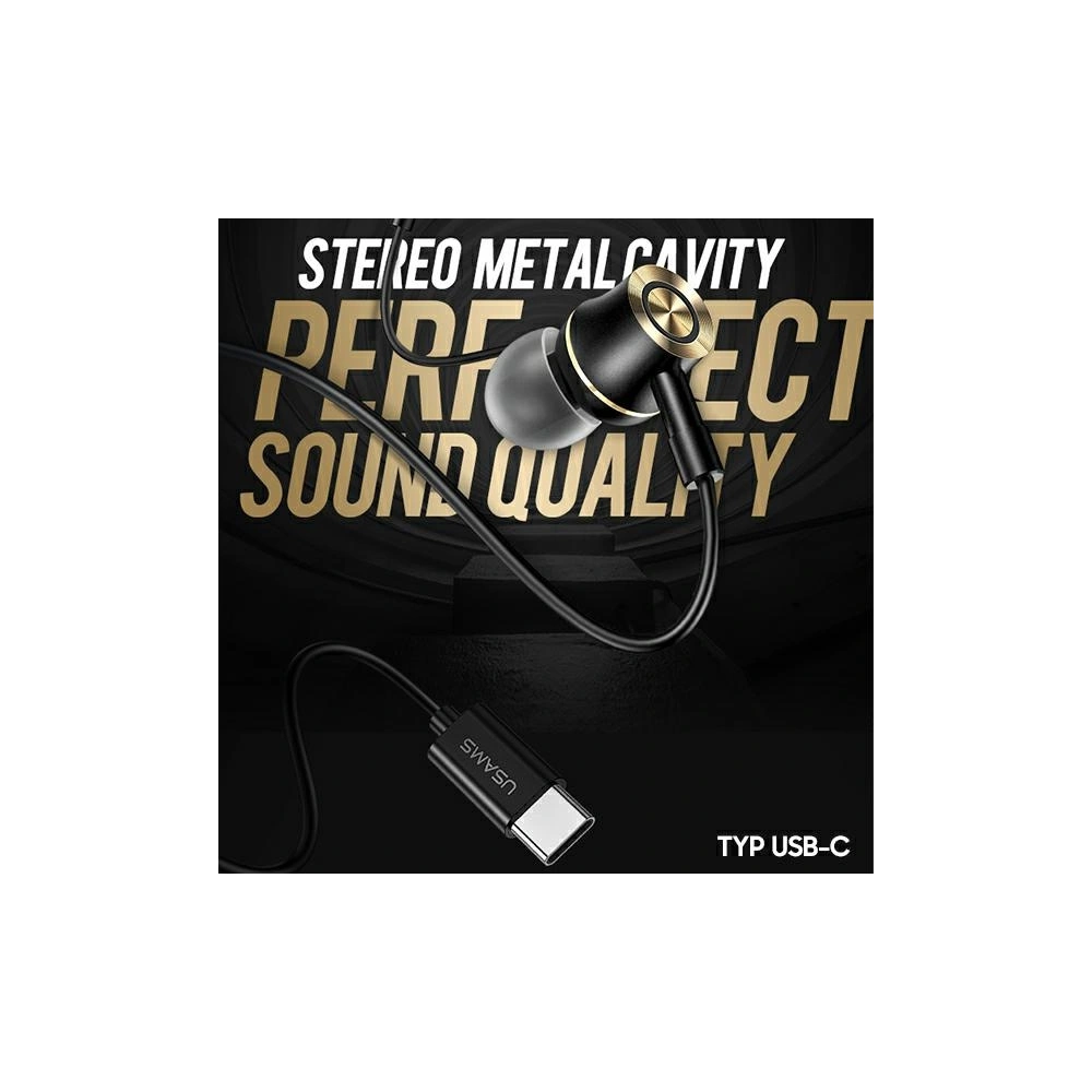 Słuchawki stereo USAMS EP-43 metal USB-C czarny/black HSEP4301