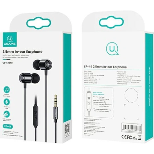 Kup Căști stereo USAMS EP-44 jack 3.5mm negru/black HSEP4401 - USA723BLK - {ean13} - Sklep Home Screen