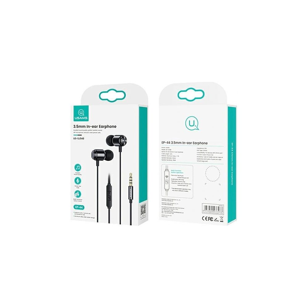 Słuchawki stereo USAMS EP-44 jack 3.5mm czarny/black HSEP4401