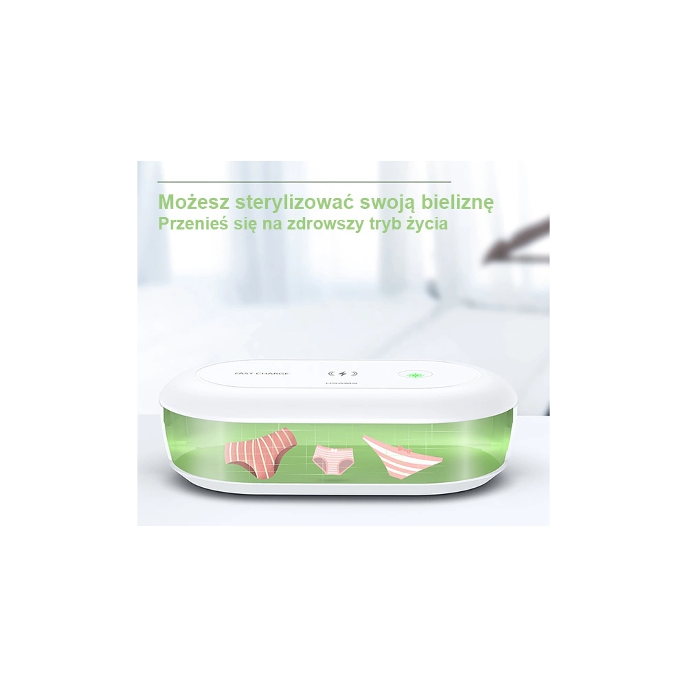 Sterylizator UV z ładowarką indukcyjną USAMS 10W biały/white ZB138XDJ01