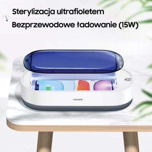 Kup Sterilizator UV-C cu încărcător inductiv USAMS 15W alb/white ZB151XDH01 - USA727WHT - {ean13} - Sklep Home Screen