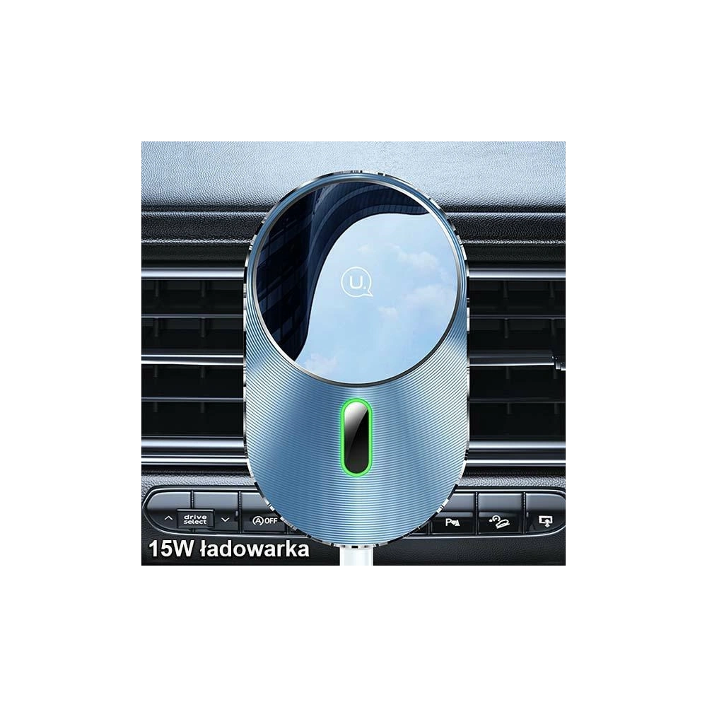 Uchwyt samochodowy z ładowaniem indukcyjnym USAMS Magnetic Car Wireless Charging 15W Air Vent szary/grey CD170DZ01