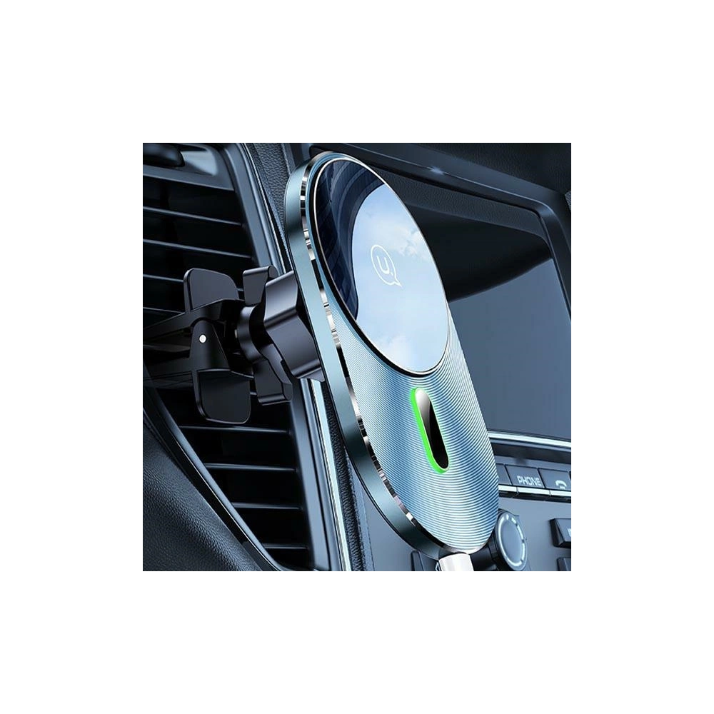 Uchwyt samochodowy z ładowaniem indukcyjnym USAMS Magnetic Car Wireless Charging 15W Air Vent szary/grey CD170DZ01