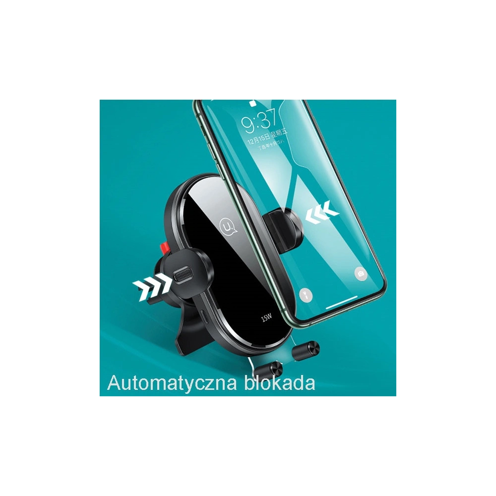 Uchwyt samochodowy z ładowaniem indukcyjnym USAMS US-CD132 15W Automatic Air Vent czarny/black CD132ZJ01