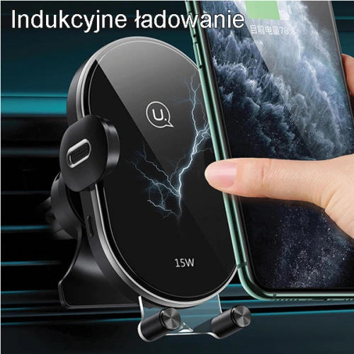 Kup Automatický držák do auta s indukčním nabíjením USAMS US-CD132 15W pro ventilaci černý/black CD132ZJ01 - USA756BLK - {ean13} - Sklep Home Screen