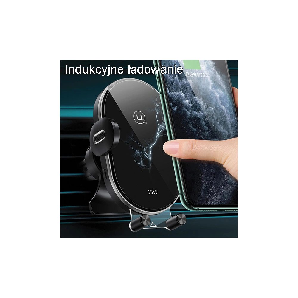 Uchwyt samochodowy z ładowaniem indukcyjnym USAMS US-CD132 15W Automatic Air Vent czarny/black CD132ZJ01