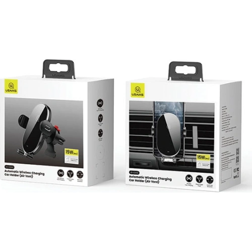 Kup Automatický držák do auta s indukčním nabíjením USAMS US-CD132 15W pro ventilaci černý/black CD132ZJ01 - USA756BLK - {ean13} - Sklep Home Screen