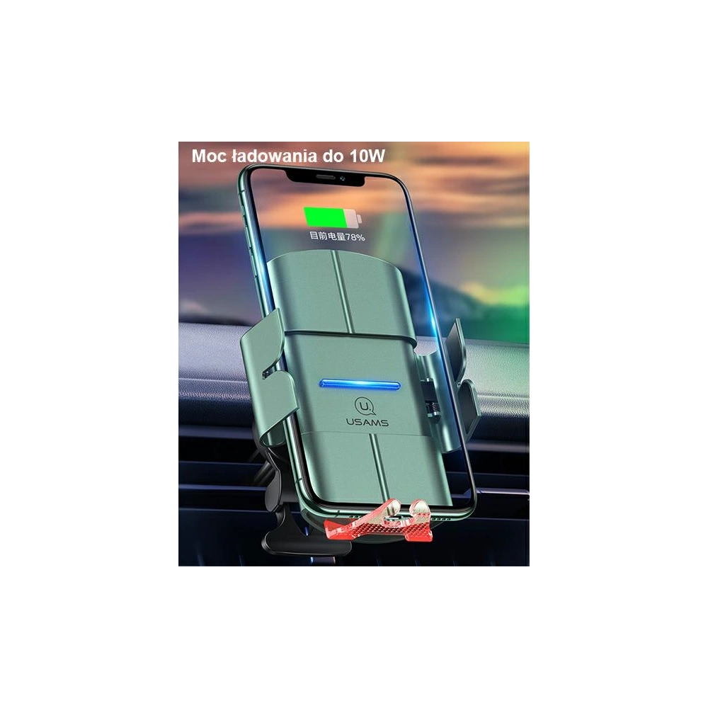Uchwyt samochodowy z ładowaniem indukcyjnym USAMS US-CD133 10W Automatic Air Vent czarny/black Starod CD133ZJ01