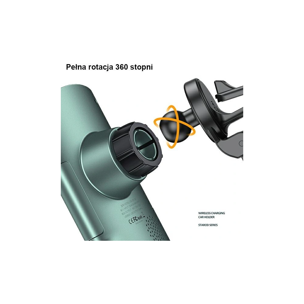 Uchwyt samochodowy z ładowaniem indukcyjnym USAMS US-CD133 10W Automatic Air Vent czarny/black Starod CD133ZJ01